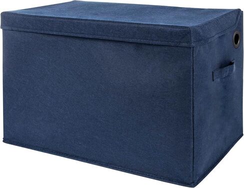 Sammy & Lou Collapsible Felt Soft Toy Box for Toddlers Toy Storage Organizer with Handles and Hinged Lid, 22 x 14.5 x 15 inches, Navy in Saudi Arabia