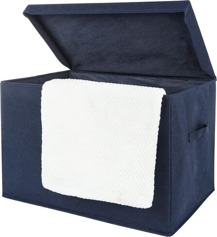 Sammy & Lou Collapsible Felt Soft Toy Box for Toddlers Toy Storage Organizer with Handles and Hinged Lid, 22 x 14.5 x 15 inches, Navy in Saudi Arabia