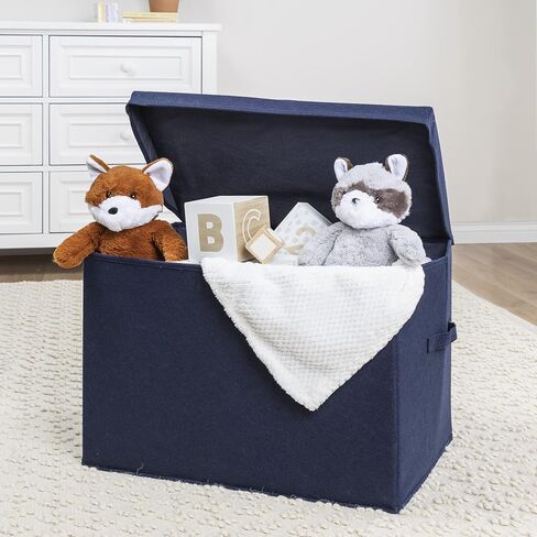 Sammy & Lou Collapsible Felt Soft Toy Box for Toddlers Toy Storage Organizer with Handles and Hinged Lid, 22 x 14.5 x 15 inches, Navy in Saudi Arabia