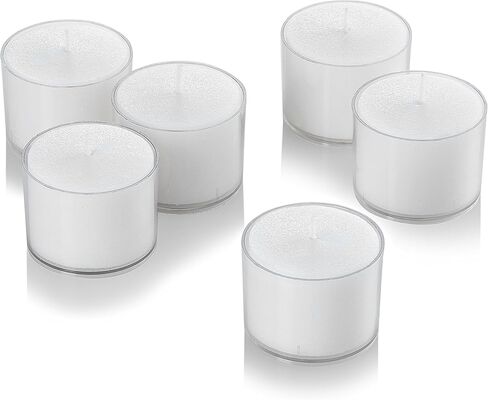 شموع الشاي الأبيض الخفيفة مع كوب شفاف - صندوق مكون من 24 قطعة - وقت حرق ممتد 10 ساعات - شمعة شاي غير معطرة وبدون دخان - مثالية لحفلات الزفاف والحفلات والفنادق والمطاعم in Kuwait