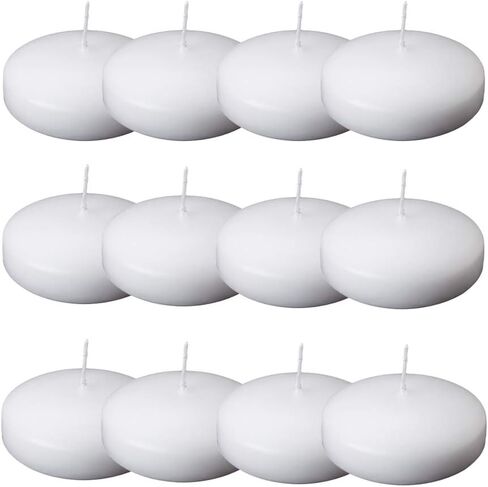 12Pcs Floating Candles for Centerpieces 4 Hours 1.7 Inch Burning White Unscented Classic Floating Candles for Weddings, Parties,Spa,House-Warming,Holiday and Home Decorations in Saudi Arabia