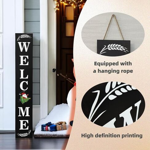 Wind Resistant Long Welcome Sign for Front Door Porch Standing, Interchangeable Wood Door Signs Welcome Door Decors for Home Outdoors, with 12 Seasonal Hangers Welcoming every Seasons in Saudi Arabia