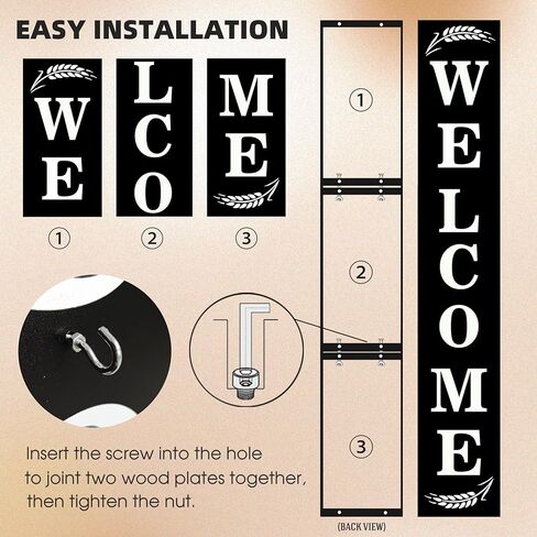 Wind Resistant Long Welcome Sign for Front Door Porch Standing, Interchangeable Wood Door Signs Welcome Door Decors for Home Outdoors, with 12 Seasonal Hangers Welcoming every Seasons in Saudi Arabia