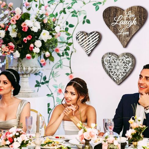 3 Pcs Heart Wooden Sign Valentine's Day Heart Wall Decor Rustic Hanging Plaque Carved Floral Wall Art Farmhouse Wall Decor for Valentine's Day Kitchen Bedroom Bathroom, 3 Sizes in Saudi Arabia