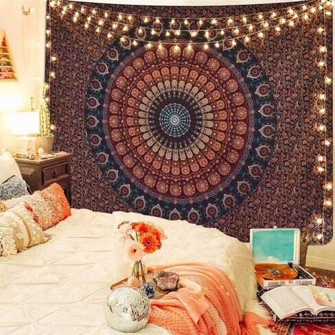 Lyacmy Bohemian Mandala Tapestry Hippie Tapestries Psychedelic Peacock Boho Tapestry Wall Hanging for Bedroom (36.02 x 48.03 inches) in Kuwait