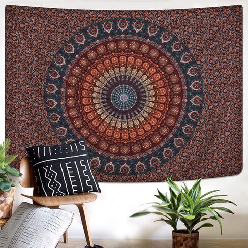 Lyacmy Bohemian Mandala Tapestry Hippie Tapestries Psychedelic Peacock Boho Tapestry Wall Hanging for Bedroom (36.02 x 48.03 inches) in Kuwait