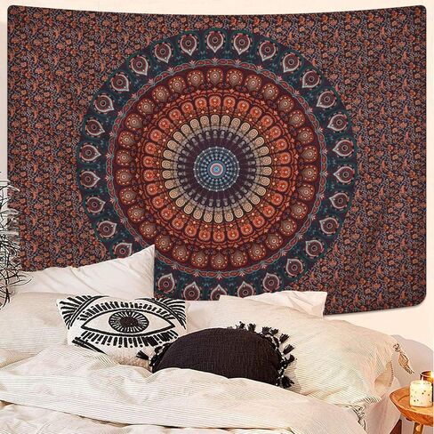 Lyacmy Bohemian Mandala Tapestry Hippie Tapestries Psychedelic Peacock Boho Tapestry Wall Hanging for Bedroom (36.02 x 48.03 inches) in Kuwait