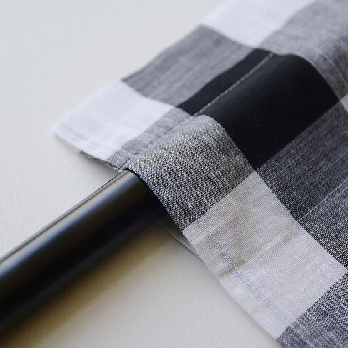 Creativesfun Rod Pocket Black Cream Checks Kitchen Tiers Set (Tiers 26 X 24 -Inch 2P, Black & Cream) in Saudi Arabia