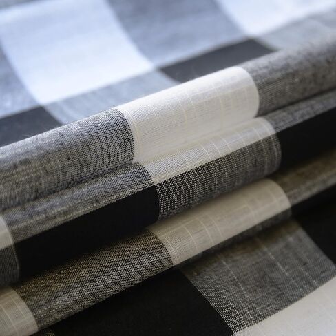 Creativesfun Rod Pocket Black Cream Checks Kitchen Tiers Set (Tiers 26 X 24 -Inch 2P, Black & Cream) in Saudi Arabia