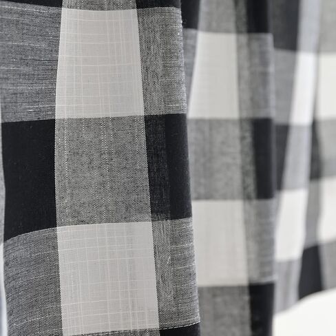 Creativesfun Rod Pocket Black Cream Checks Kitchen Tiers Set (Tiers 26 X 24 -Inch 2P, Black & Cream) in Saudi Arabia