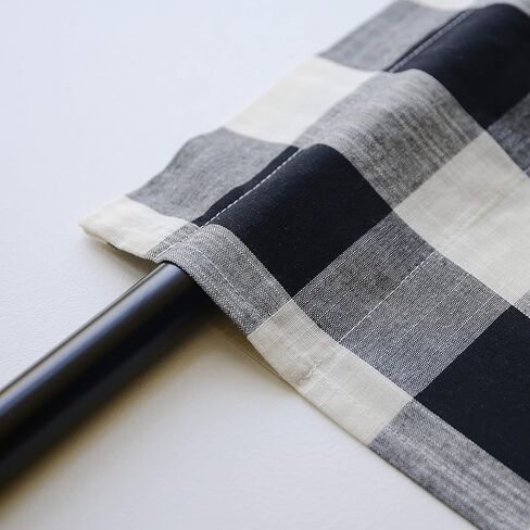 Creativesfun Rod Pocket Black Cream Checks Kitchen Tiers Set (Tiers 26 X 24 -Inch 2P, Black & Cream) in Saudi Arabia