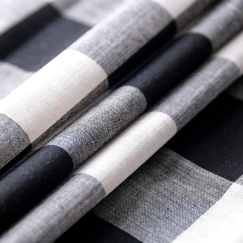 Creativesfun Rod Pocket Black Cream Checks Kitchen Tiers Set (Tiers 26 X 24 -Inch 2P, Black & Cream) in Saudi Arabia