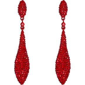 EVER FAITH Women's Austrian Crystal Double Waterdrop Pierced Dangle Earrings