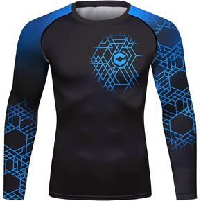 Red Plume Men's Compression Long Sleeve Slim Fit Athletic Shirt Sports Workouts Running Tee Performance T-Shirt Cool Dry Top
