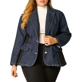 Agnes Orinda Women's Plus Size Denim Jackets Elegant Lapel Work Jean Blazer Jacket 2025 in Kuwait
