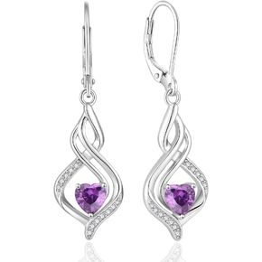 أقراط متدلية من Inpasne للنساء من الفضة الإسترليني عيار 925 أقراط متدلية من الفضة الإسترلينية مع جوهرة الميلاد هدايا مجوهرات ملتوية للنساء وأمها وزوجتها وصديقتها وابنتها in Kuwait