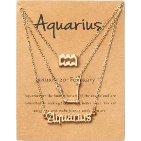 PANTIDE 3Pcs Constellation Zodiac Layer Necklaces for Women Girls, Retro 14K Gold Plated 12 Constellation Pendant Necklace Exquisite Letter Horoscope Old English Zodiac Sign Jewelry Birthday Gift in Kuwait