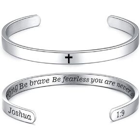 MUERDOU Inspirational Cuff Bracelet Bangle for Women Christian Bible Verse Bracelet Prayer Faith Religious Stainless Steel Bangle Gifts for Her