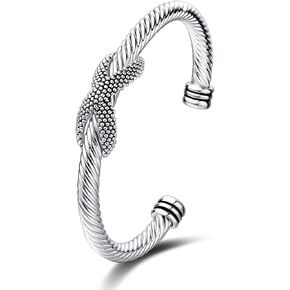 UNY JEWEL Women's Fusion Twisted Cable Bracelet Two Tone Gold Dots Caviar Imitation Pearl Cuff Designer Inspired Bangle