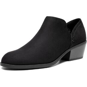 DREAM PAIRS Women's Ankle Boots Fall Boots Leather Thick Heel Side Zip Women Low Chunky Heeled Booties
