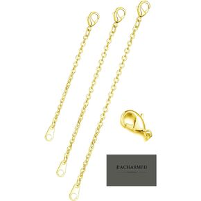 Gold Necklace Extenders Delicate 1",2",3" Inches Necklace Extension Chain Set for Necklaces Chokers Bracelets Anklets,2mm Width Chain Extender with Lobster Claw Clasp