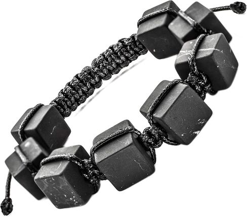 Keled Rocks Shungite Bracelet - is Made of a Black Shungite Stone Type II - It's Excellent for Grounding - When Placed in Contact with Skin absorbs The Energy of Mobile Phones NFC, 5G and etc in Kuwait