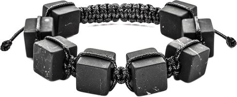 Keled Rocks Shungite Bracelet - is Made of a Black Shungite Stone Type II - It's Excellent for Grounding - When Placed in Contact with Skin absorbs The Energy of Mobile Phones NFC, 5G and etc in Kuwait