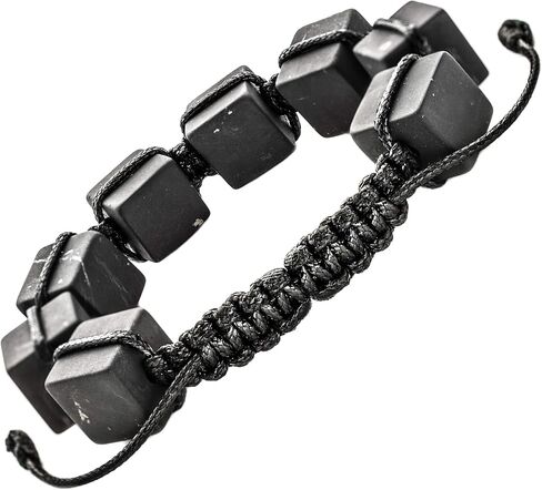 Keled Rocks Shungite Bracelet - is Made of a Black Shungite Stone Type II - It's Excellent for Grounding - When Placed in Contact with Skin absorbs The Energy of Mobile Phones NFC, 5G and etc in Kuwait