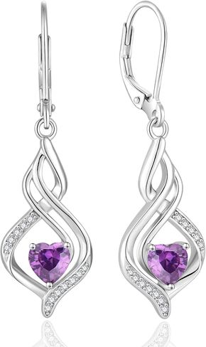 Inpasne Dangle Drop Earrings for Women 925 Sterling Silver Infinity Leverback Earrings with Birthstone Twisted Jewelry Gifts for Women Mom Her Wife Girlfriend Daughter in Kuwait