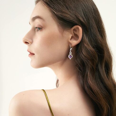 Inpasne Dangle Drop Earrings for Women 925 Sterling Silver Infinity Leverback Earrings with Birthstone Twisted Jewelry Gifts for Women Mom Her Wife Girlfriend Daughter in Kuwait