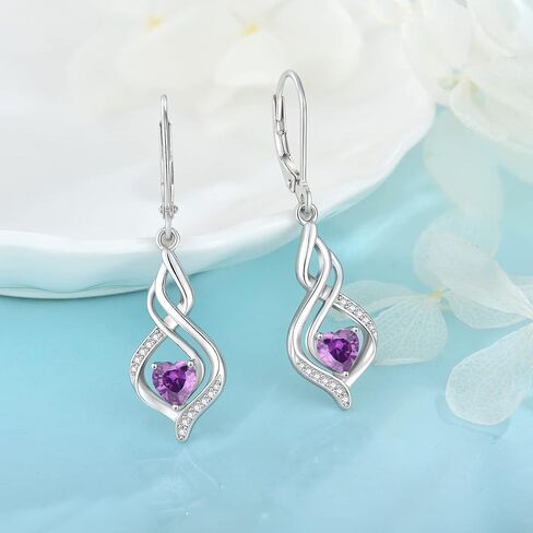 Inpasne Dangle Drop Earrings for Women 925 Sterling Silver Infinity Leverback Earrings with Birthstone Twisted Jewelry Gifts for Women Mom Her Wife Girlfriend Daughter in Kuwait