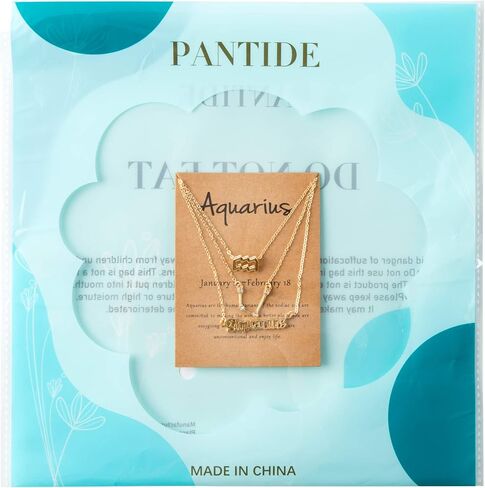 pantide 3pcs كوكبة زودياك طبقة القلائد للنساء الفتيات، الرجعية 14 كيلو مطلية بالذهب 12 كوكبة قلادة قلادة رائعة رسالة برجك الإنجليزية القديمة علامة زودياك المجوهرات هدية عيد ميلاد in Kuwait