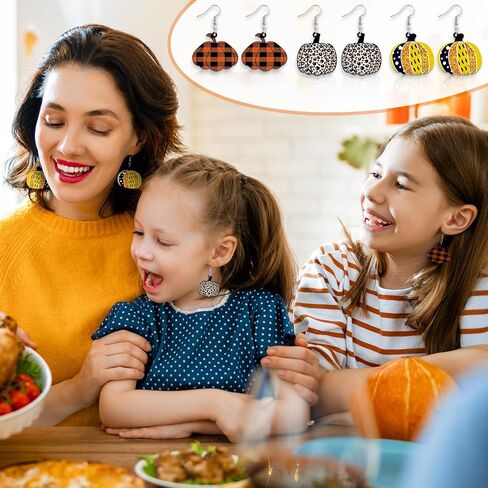 12 Pairs Thanksgiving Fall Earrings for Women Leopard pumpkin Maple Leaf Turkey Sunflower Pine Cone Drop Dangle Earrings Set Autumn Thanksgiving Jewelry Gifts in Kuwait