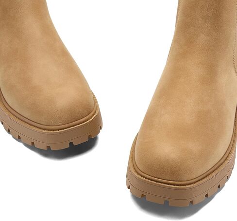 mysoft Women's Chelsea boots Low Heel Slip On Lug Sole Elastic Ankle Booties in Saudi Arabia