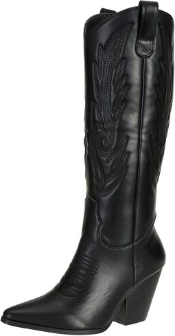 SheSole Women's Tall Cowgirl Cowboy Boots Knee High Chunky Heel Wide Calf Western Country Riding Boots in Kuwait