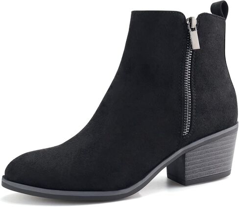JABASIC Women Ankle Boots Side Zipper Booties Low Heel Dress Boots in Kuwait
