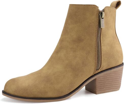 JABASIC Women Ankle Boots Side Zipper Booties Low Heel Dress Boots in Kuwait