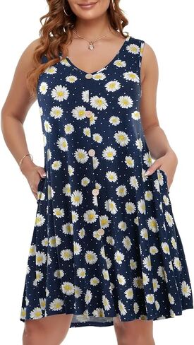 BELAROI Summer Dresses for Women Beach Tshirt Sundress V Neck Casual Swing Tank Dress Swimsuit Cover Ups Pockets in Kuwait