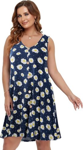 BELAROI Summer Dresses for Women Beach Tshirt Sundress V Neck Casual Swing Tank Dress Swimsuit Cover Ups Pockets in Kuwait