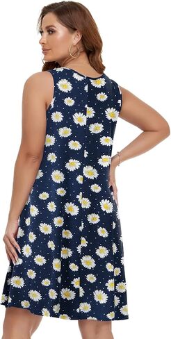 BELAROI Summer Dresses for Women Beach Tshirt Sundress V Neck Casual Swing Tank Dress Swimsuit Cover Ups Pockets in Kuwait