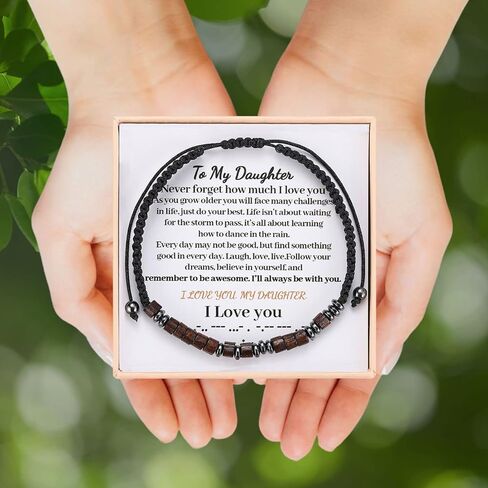 To My Son - I Love You Morse Code Bracelet, Adjustable Inspirational Beaded Morse Code Bracelets, Personalized Men Bracelet, Back to School Bracelet, First Day of School Bracelet Gift for Son in Kuwait