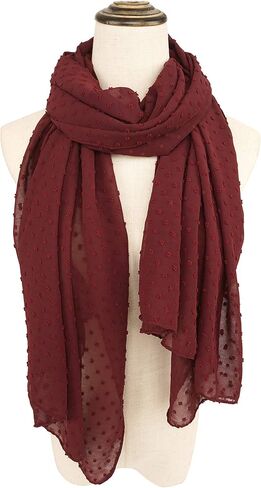 YOUR SMILE Ladies/Women's Lightweight Solid Color Pearl Chiffon Long Shawl Scarf For Spring Summer Fall in Kuwait