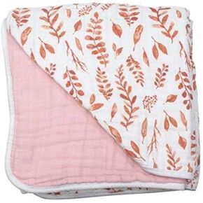 بطانية لحاف من الموسلين Bebe au Lait، فائقة النعومة 100% من القطن، مريحة وقماط مريحة ودافئة، مثالية لحديثي الولادة والرضع والأطفال الصغار وعربة الأطفال ومفارش سرير الأطفال، مقاس كبير 48 بوصة × 48 بوصة - Just Be + أوراق الشجر in Kuwait