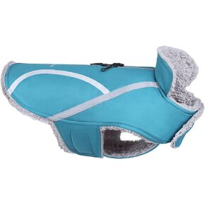 VIVAGLORY معطف الكلب للطقس البارد، عاكس للثلوج ومقاوم للرياح، ملابس شتوية سميكة ودافئة للكلاب مع ياقة فروي، ملابس حيوانات أليفة مريحة وقابلة للتعديل مقاومة للماء للكلاب المتوسطة، فيروزي، مقاس M in Kuwait