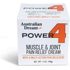 Power 4 - Muscle and Joint Pain Relief Cream - Powerful Topical Pain Relief Cream with Warming & Cooling Sensations - 4oz Jar - By Australian Dream
