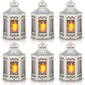 zkee Mini Star Lantern مع LED وامض، بطارية CR2032 متضمنة، فانوس معلق مزخرف، فانوس زينة لعيد الميلاد، فانوس شمعة داخلي، استخدام داخلي لفانوس البطارية، Zkee (مجموعة من 6 قطع ذهبية) in Kuwait