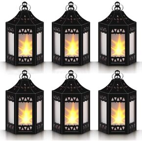 zkee Mini Star Lantern مع LED وامض، بطارية CR2032 متضمنة، فانوس معلق مزخرف، فانوس زينة لعيد الميلاد، فانوس شمعة داخلي، استخدام داخلي لفانوس البطارية، Zkee (مجموعة من 6 قطع ذهبية) in Saudi Arabia
