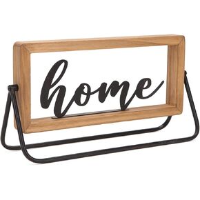NIKKY HOME Rustic Wooden Home Sign Decorative Cutout Letters Freestanding Block Word Sign Hanging Ornament Table Shelf Decor (Home)