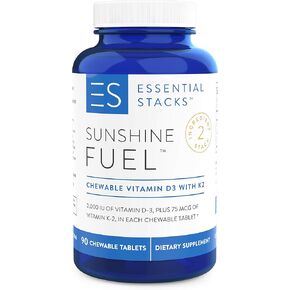 SUNSHINE FUEL - Natural Vitamin D3 + K2 (Mk7) Blend For 40yo+ Men & Women. GUARANTEED To Boost Your Vitamin D Levels And Support Bone & Heart Health. Made in USA. 30-Day 'Happy Customer' Guarantee. in Kuwait