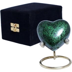Heart Keepsake Urn for Human Ashes Honor Your Loved One with Mini Purple Tie Shine Heart Urn with Brass Nickle Stand & Thanku Card Memorial Heart Shaped Urns